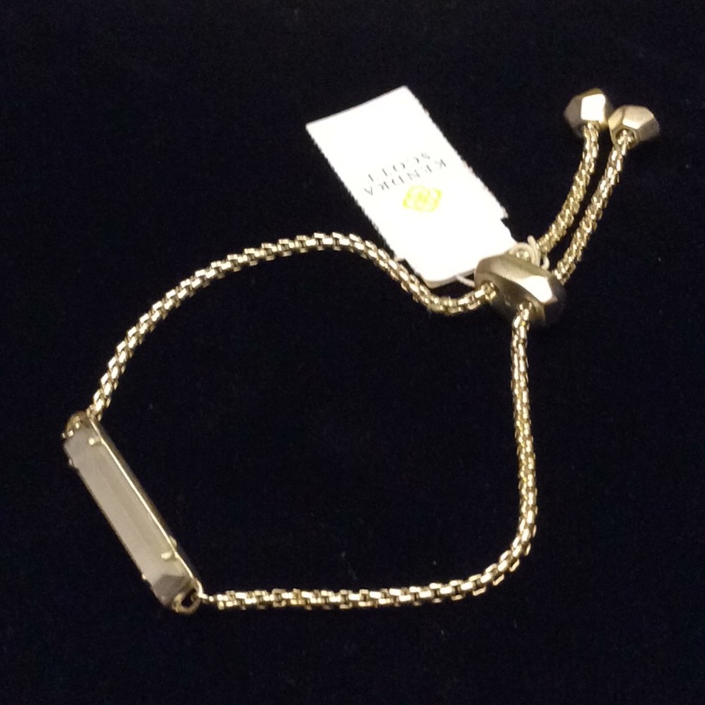 NWT Kendra Scott Stan Adjustable Bracelet gld/gray